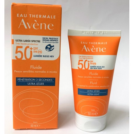 Avene fluide sans parfum . Peaux sensibles normales a mixtes 50 spf