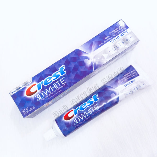Crest 3D white Fluoride Anticavaty dentifrice.Vivid Mint ULTRA